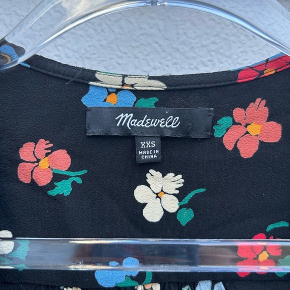 Madewell floral wrap shirt XXS black multi colorful cropped top party classic - Picture 7 of 13